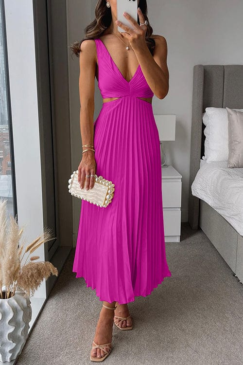 Elegant Pleated Dress with Figure-Flattering Fit – Emilie-Pink-S-The Livary