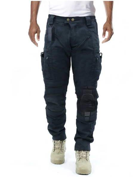 Functional Men's Cargo Trousers with Knee Protection – Bram-Black-S-The Livary
