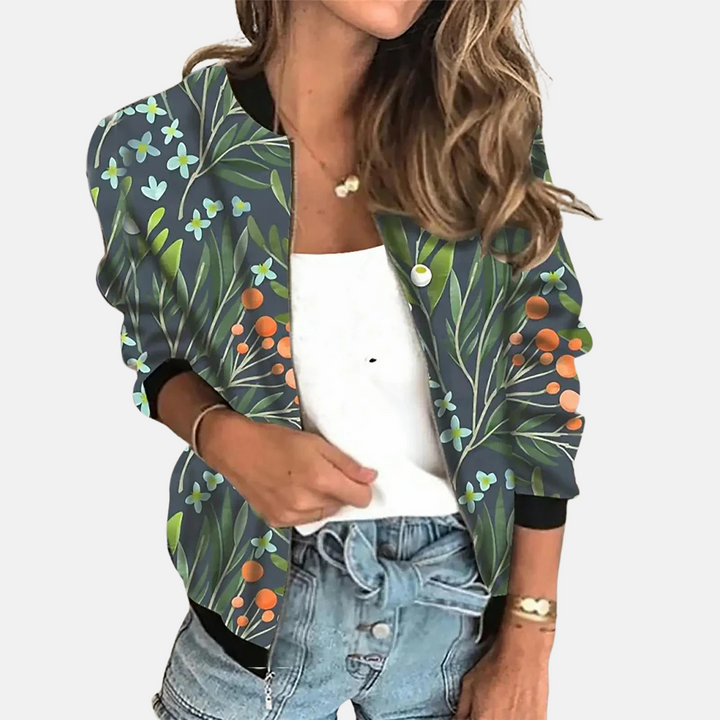 Ladies Retro Bomber Jacket with Print – Zoë-C-XS-The Livary
