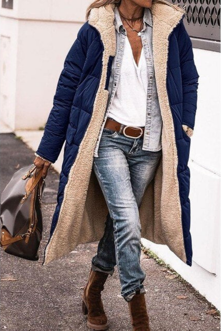 Trendy Double-Sided Ladies Winter Coat - Sofia-Dark blue-S-The Livary