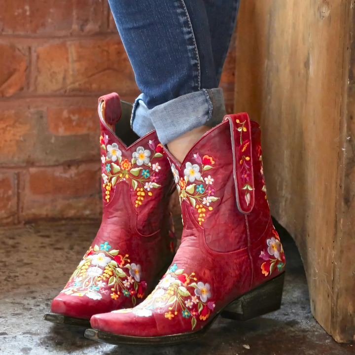 Waterproof Vintage Cowgirl Boots - Sierra-2.5-Red-The Livary