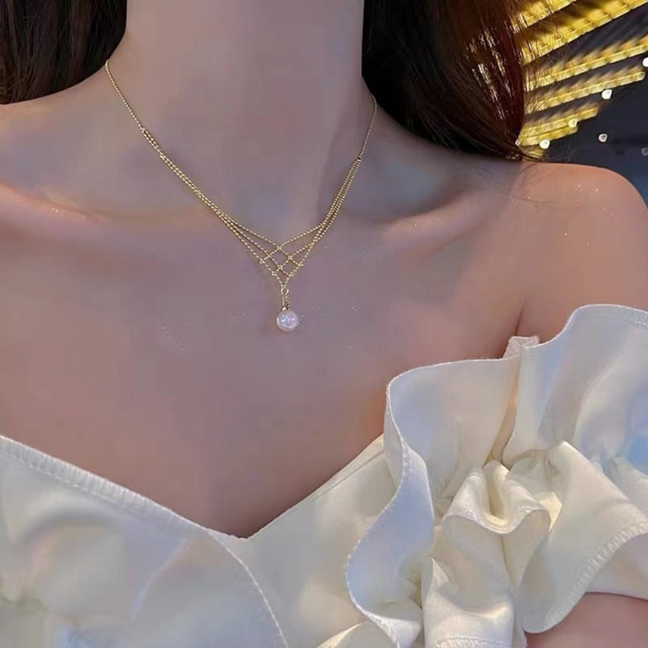 Woven Pearl Necklace - Mariela-The Livary