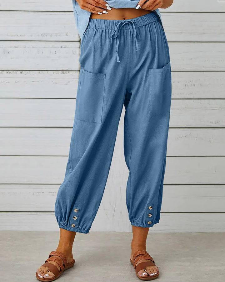 High-Waisted Women's Trousers – Olivia-Blue-S-The Livary