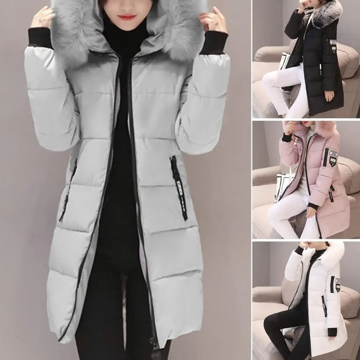 Comfortable Windproof Ladies Winter Jacket - Elinora-White-M-The Livary