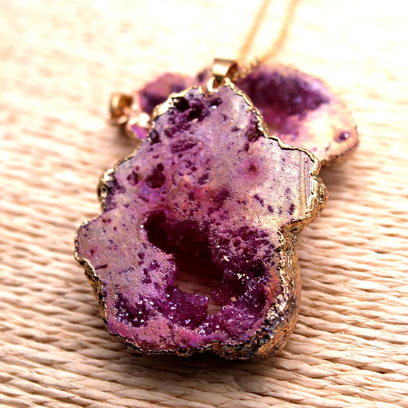 Natural Crystal Geode Pendant - Gaia-Amethyst-The Livary