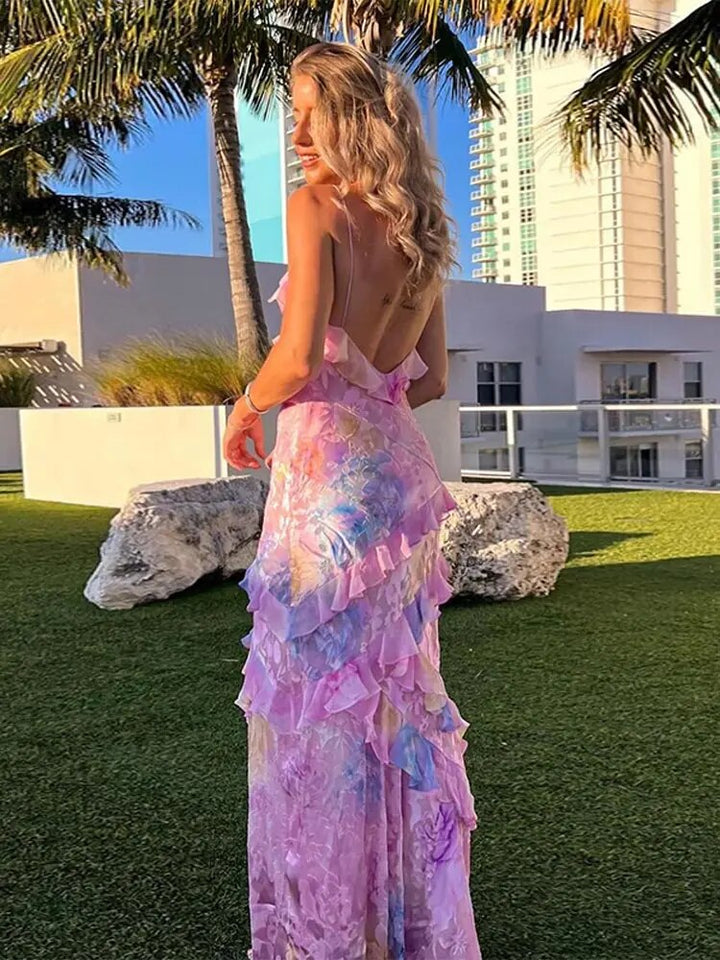 Colourful summer dress with playful ruffles – Lucia-Pink-S-The Livary