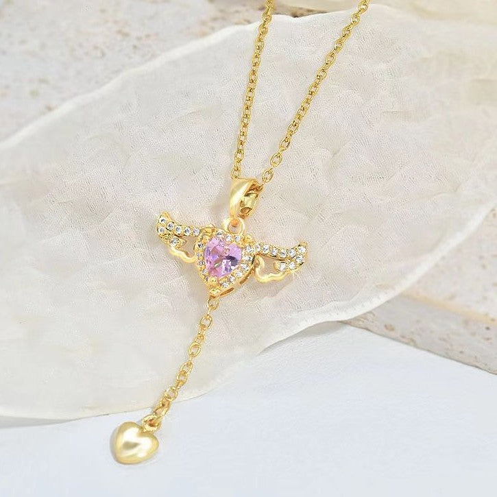 Enchanting Angel Wings Necklace - Livia-Silver-The Livary