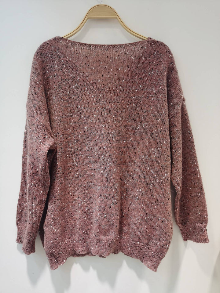 Loose-knit sweater made of multicoloured wool - Lilac-Green-XS-The Livary