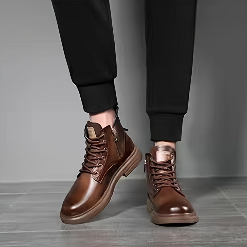 Warm and Stylish Lace-up Boots for Men - Arvo-Dark brown-5-The Livary
