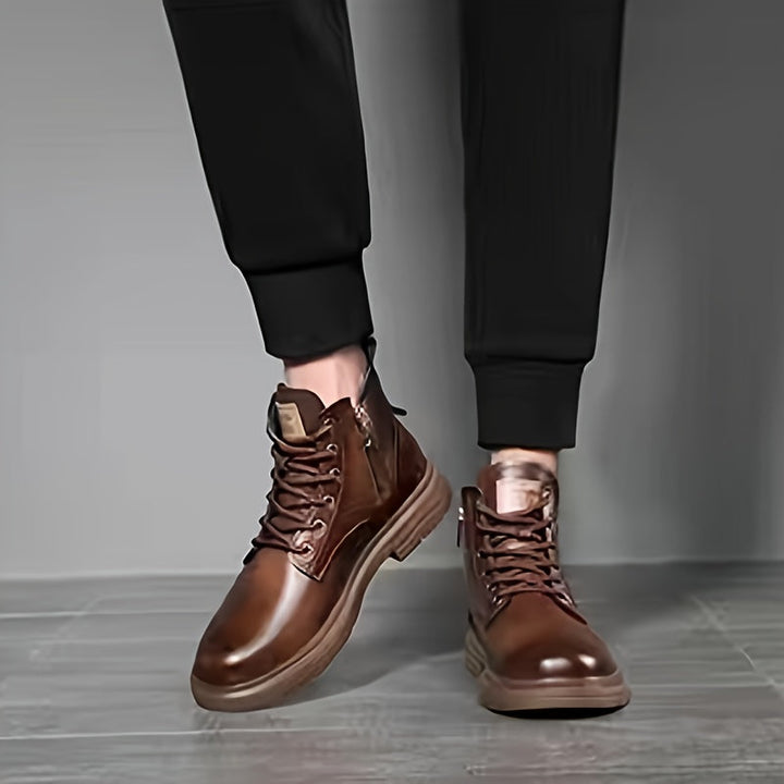 Warm and Stylish Lace-up Boots for Men - Arvo-Dark brown-5-The Livary