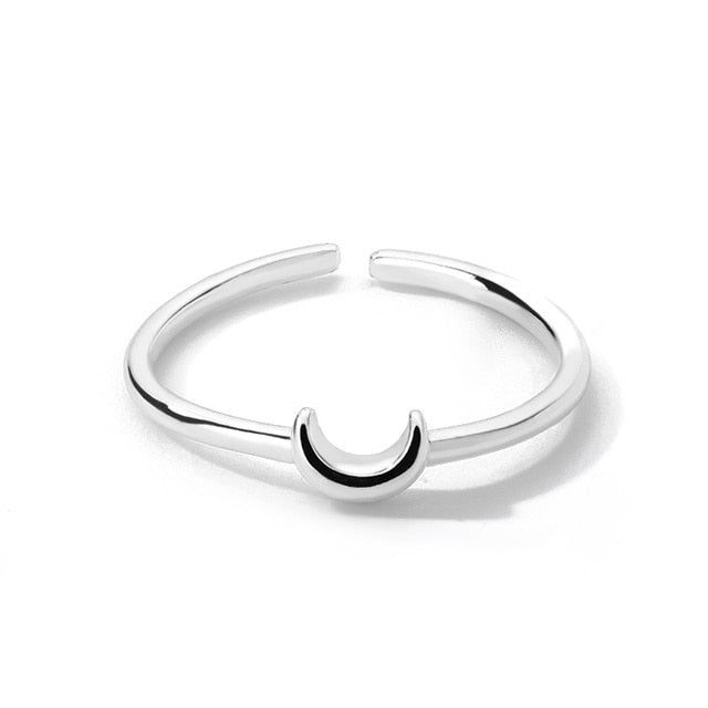 Minimalist Crescent Ring - Nova-Silver-The Livary
