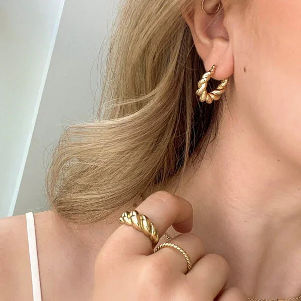 Golden Rope Dome Ring - Selene-5-The Livary