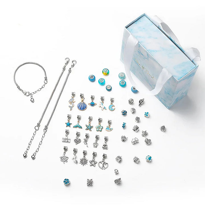 DIY Christmas Themed Bracelet Set - Luna-Blue-The Livary