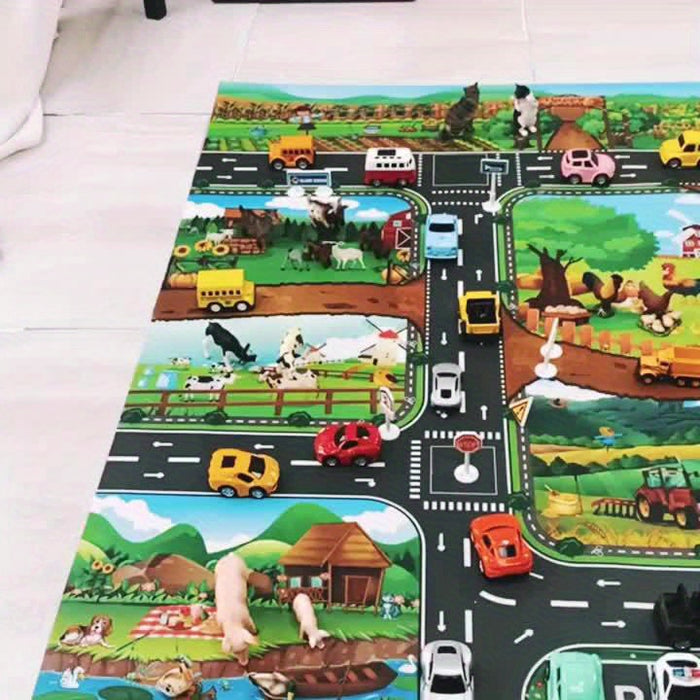 Children's Play Mat with Farm and Traffic Theme - DuoPlay-The Livary