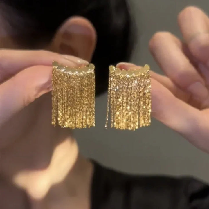 Long Kwast Earrings - Amira-Gold-The Livary