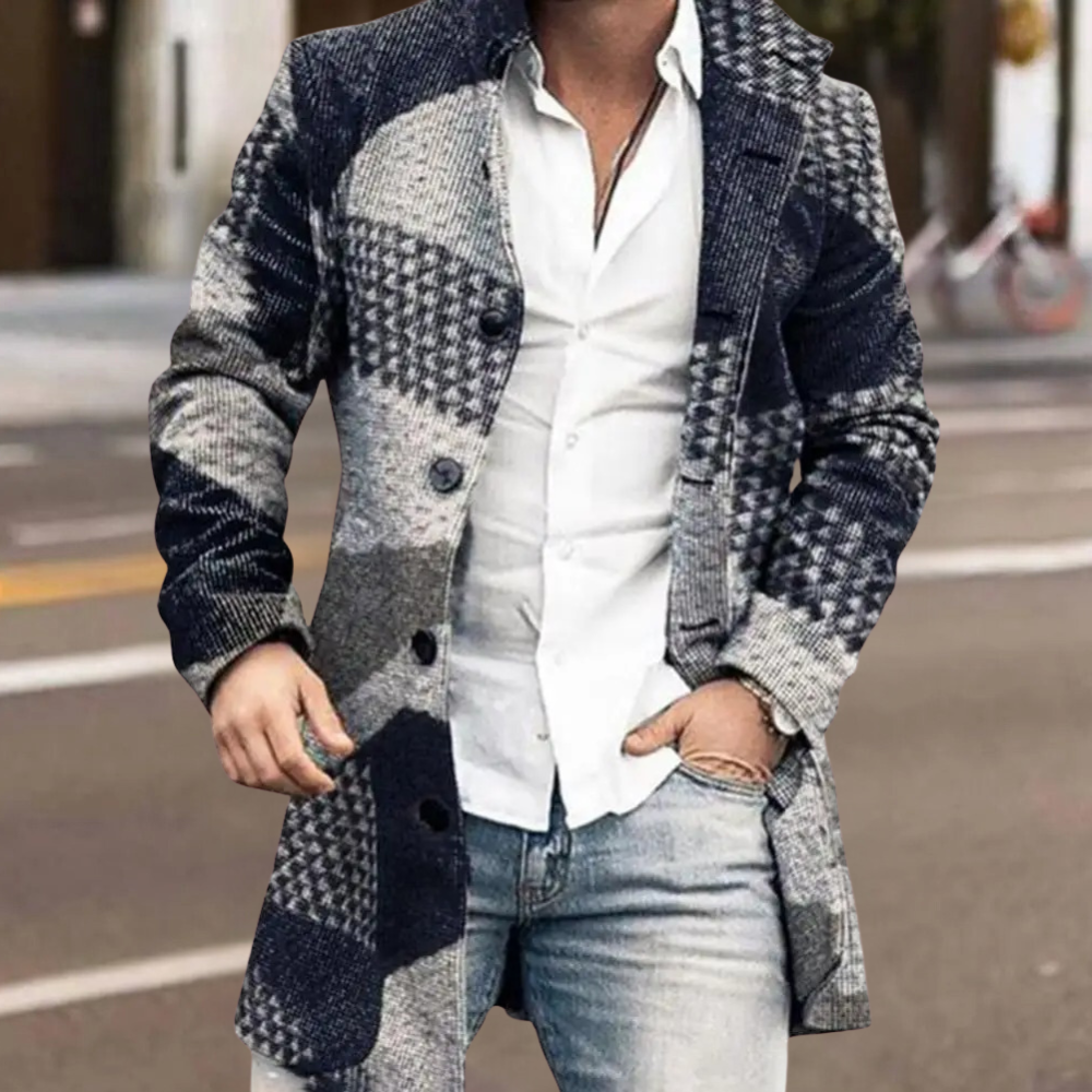 Trendy Classic Men's Coat - Matthis-Blue-S-The Livary