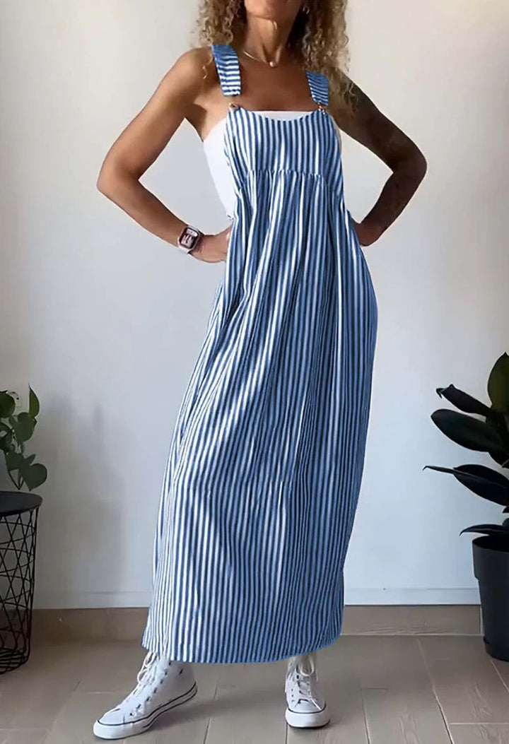 Stylish Striped Casual Jumpsuit with Comfort Cut – Liana-Blue-S-The Livary