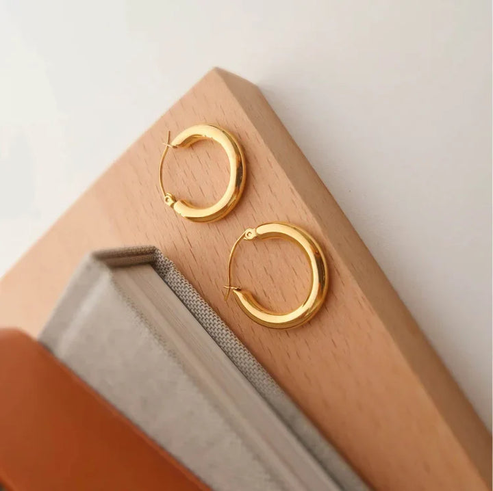 Golden Hoop Earrings - Aurélie-The Livary