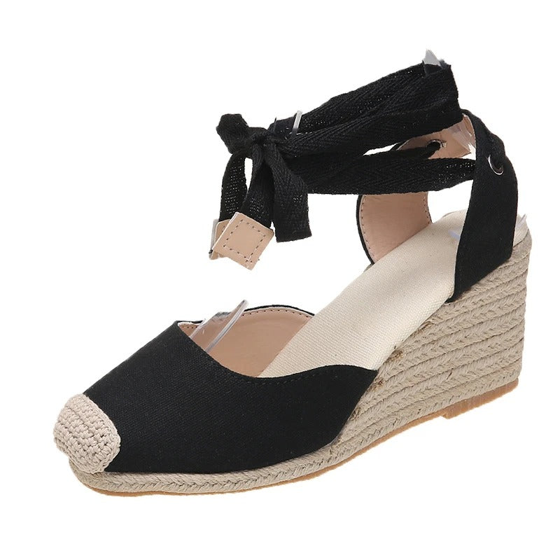 Stylish espadrille sandals for women – Maribel-Black-3-The Livary