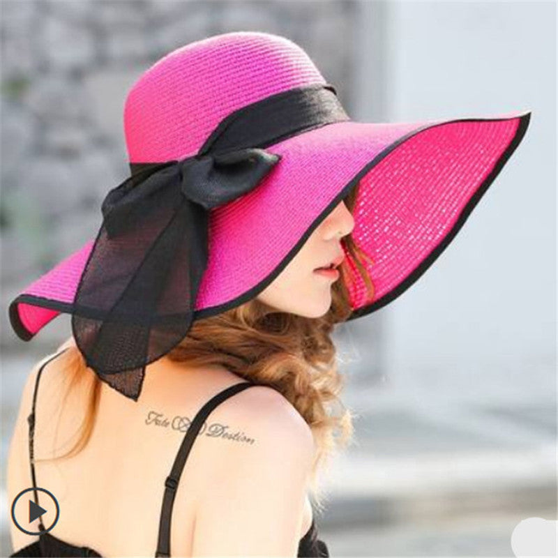 Light women's summer hat with a wide brim and stylish design – Vivian-Red/Pink-The Livary