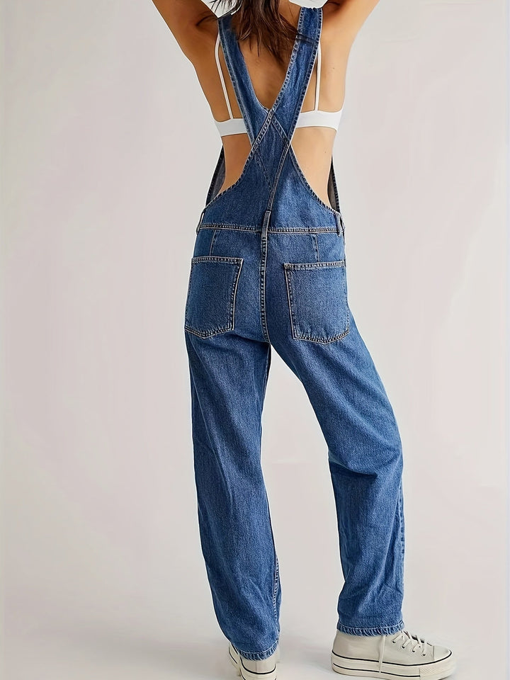 Stylish ladies' denim jumpsuit for everyday wear - CityEase-White-XS-The Livary