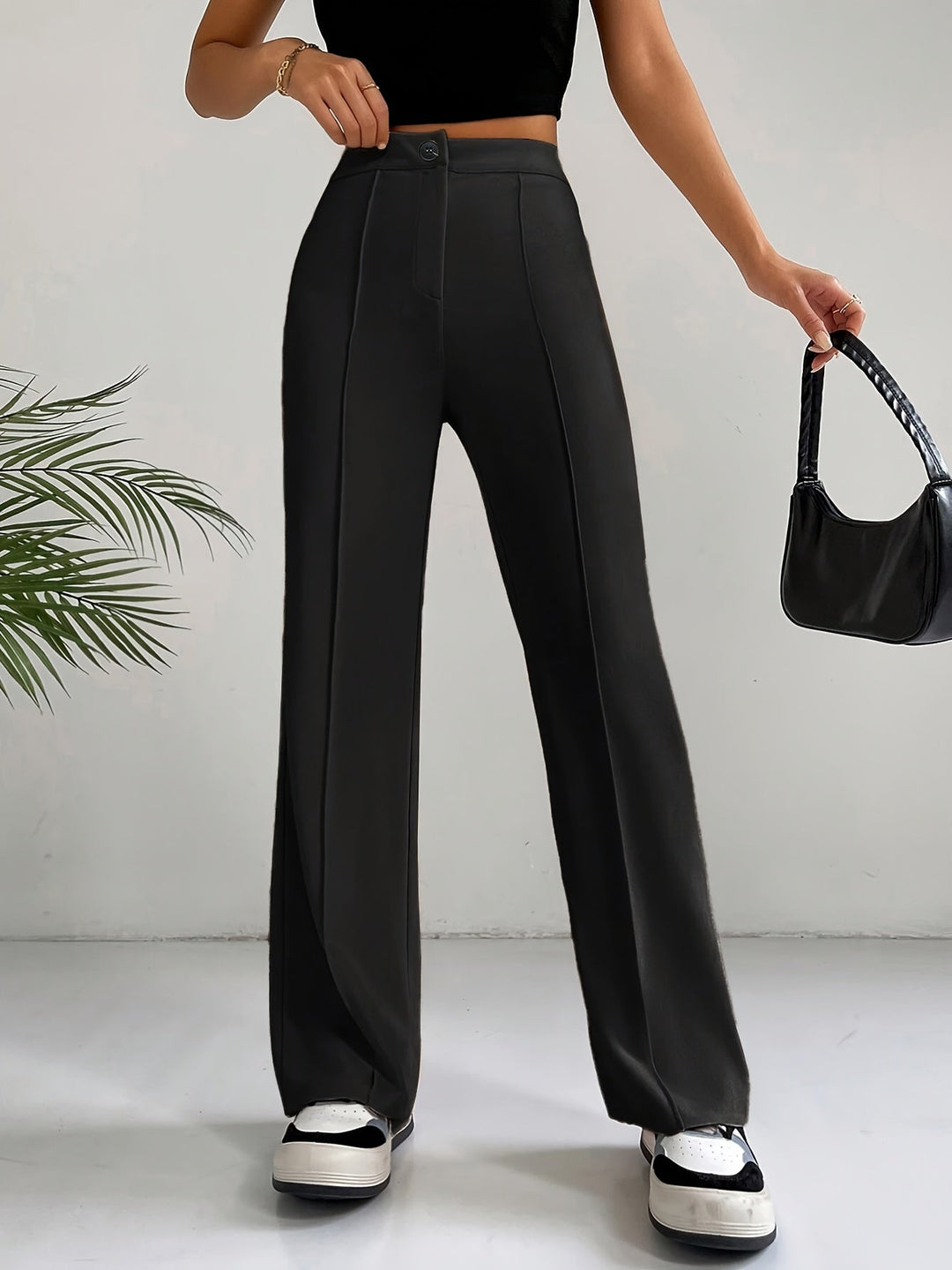 Trendy High Waist Pleated Women's Trousers - Emilia