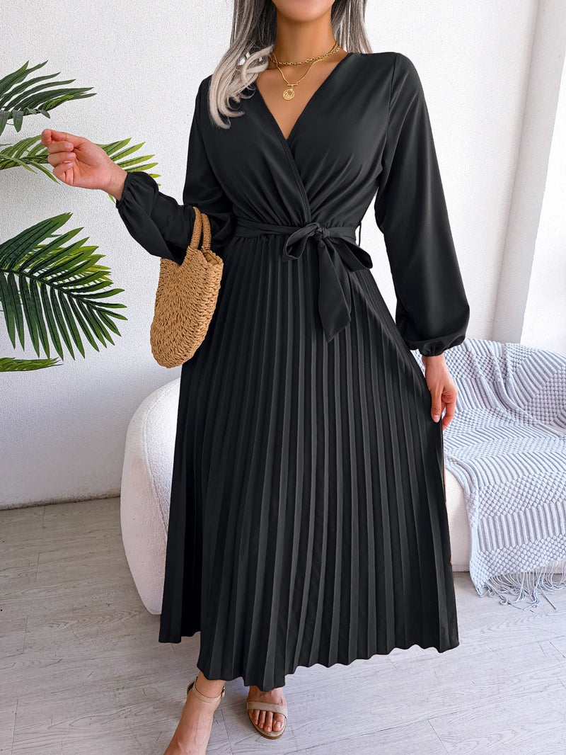 Elegant maxi dress with wrap look - Celina-Black-S-The Livary
