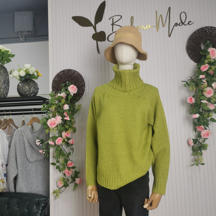 Bright Green, Oversized Knitted Turtleneck - HerbstGlanz-S (36/38)-The Livary