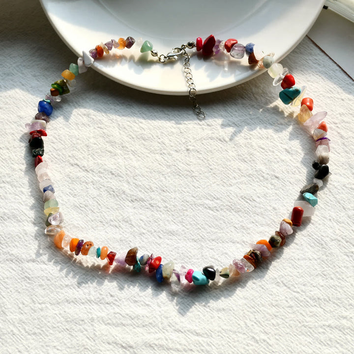 Stylishly Shaped Polished Crystal Necklace - Lina-Colourful Natural Stone-The Livary