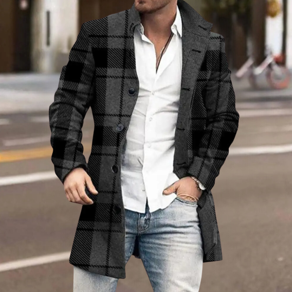 Trendy Classic Men's Coat - Matthis-Black-S-The Livary