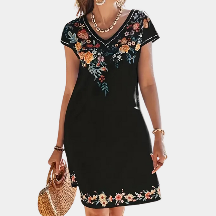 Black Floral Summer Dress - Sofia-XS-The Livary