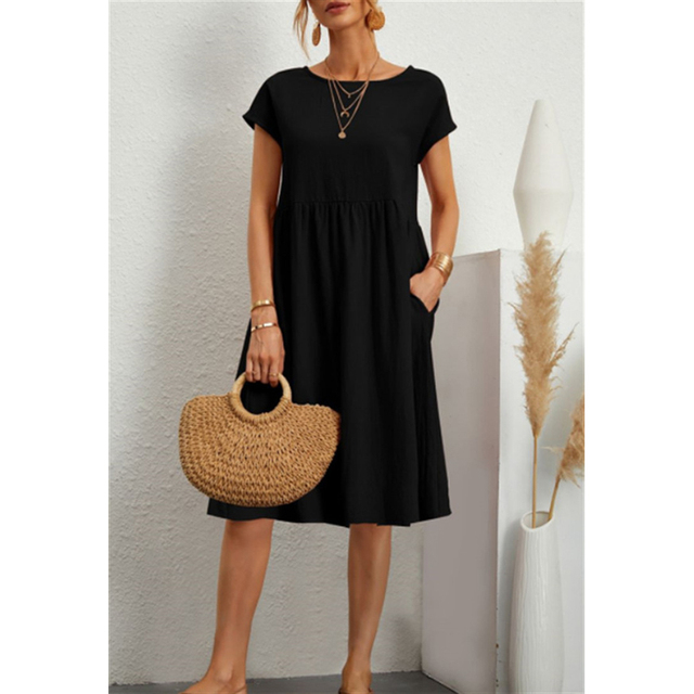 A-Line Jersey Midi Dress - Elise-Black-S-The Livary