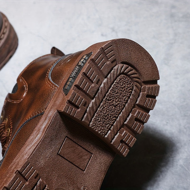 Warm and Stylish Lace-up Boots for Men - Arvo-Dark brown-5-The Livary