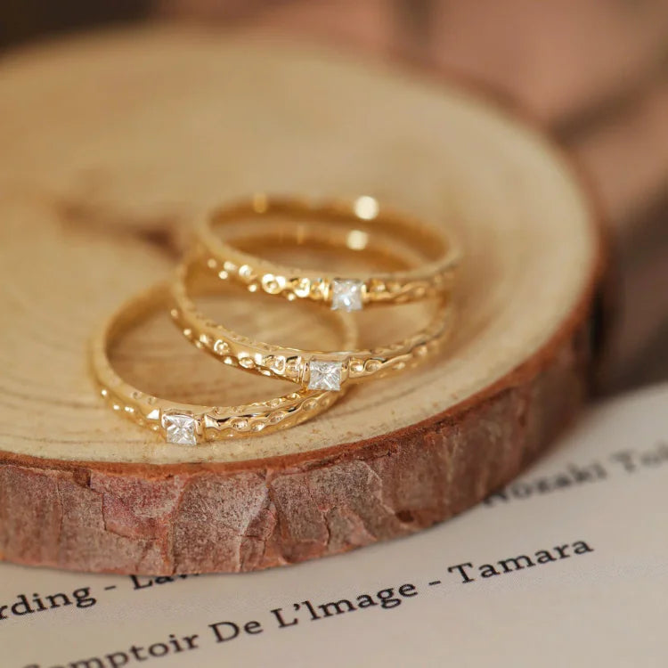 Gold Plated Sterling Silver Ring with Zirconia - Aurora-5-The Livary