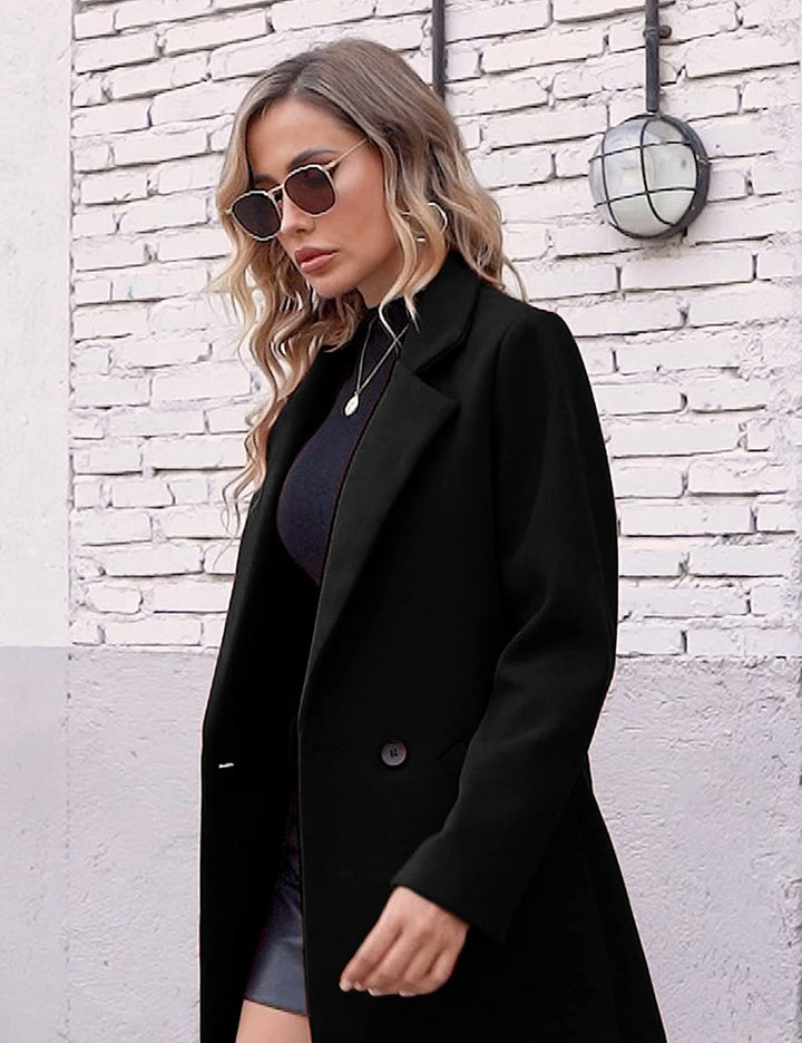 Ladies' Winter Wool Coat with Notch Lapels - Sofia-Beige-XS-The Livary