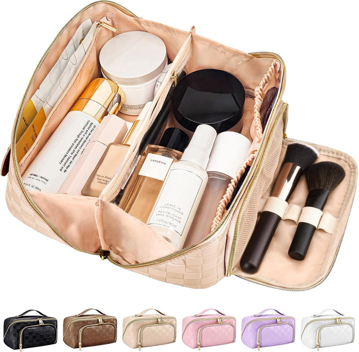 Make-up Bag – Large Capacity & Waterproof-Brown-The Livary