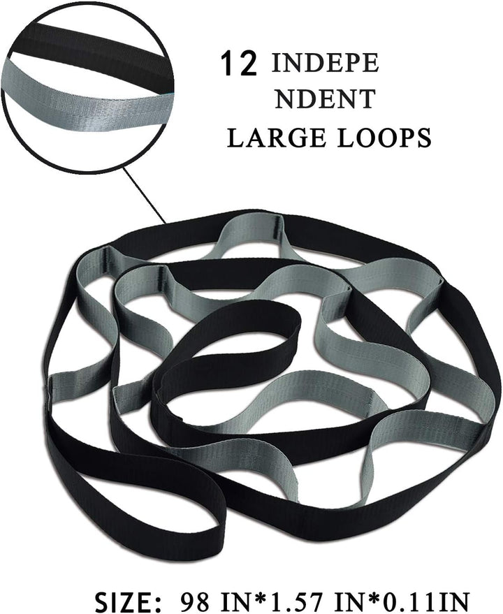 Yoga Stretch Band with 12 Loops-Black-The Livary
