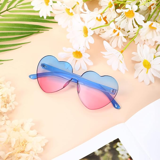 Trendy heart-shaped sunglasses without a frame in a transparent look - HeartBlitz-Yellow-The Livary