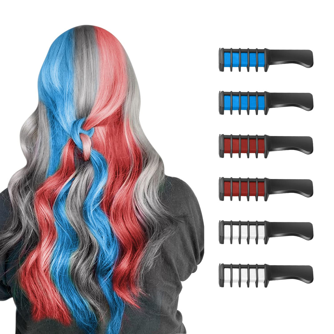 Washable Hair Chalk Comb – Fun Temporary Hair Colour-Blue-Red-White-The Livary