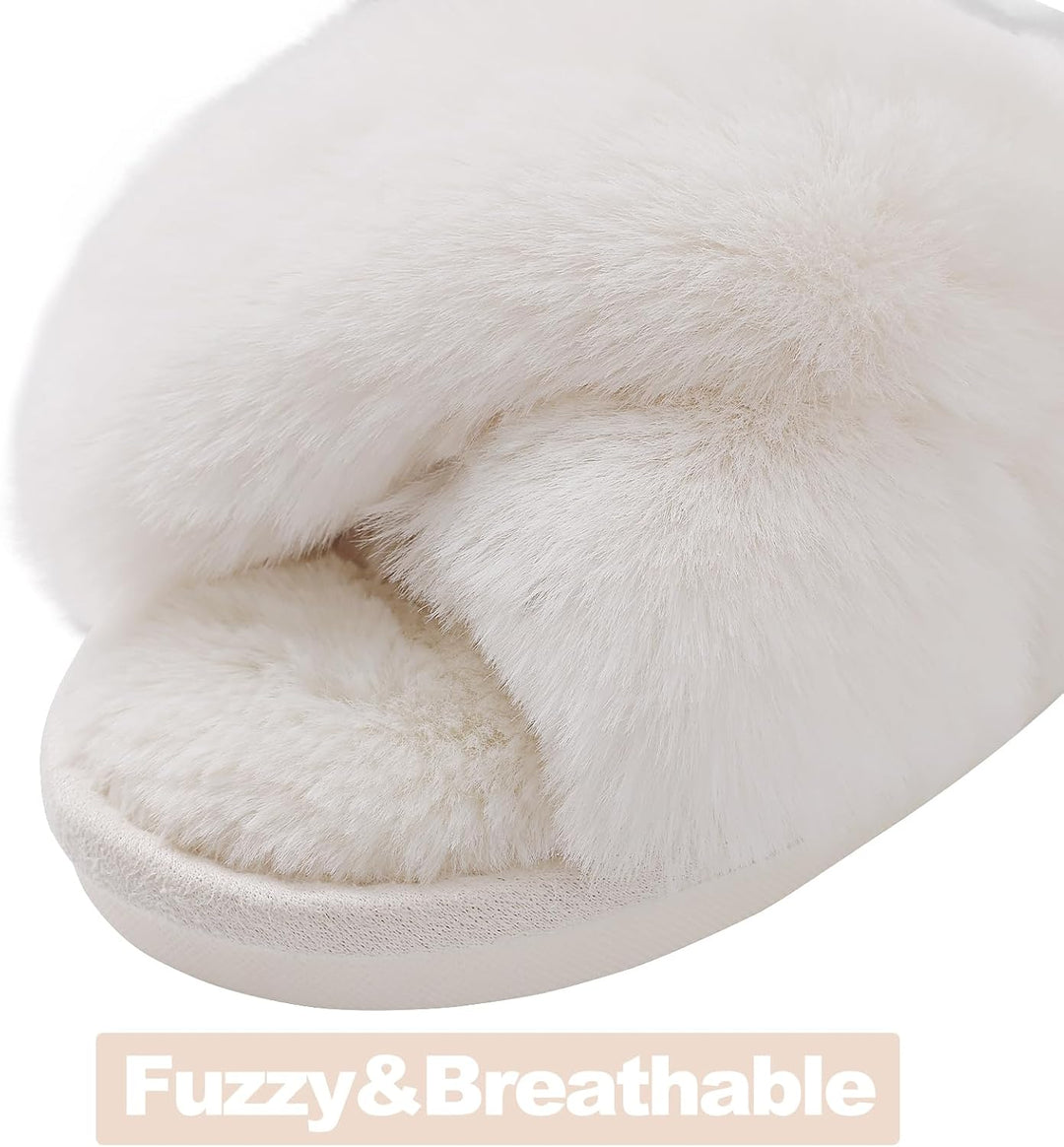 Fuzzy Slippers with Memory Foam - CloudStep-Black-4-The Livary
