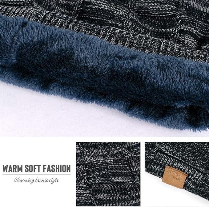 Slouchy Knitted Beanie - Luca-Black-The Livary