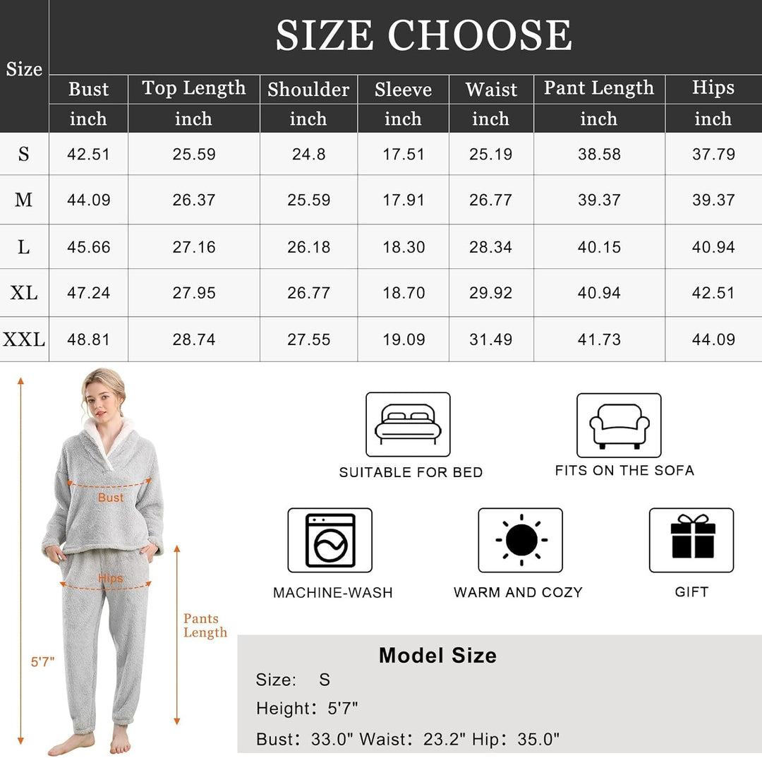 Fluffy Pyjama Set for Women - CozyPlush-Dark blue-S-The Livary