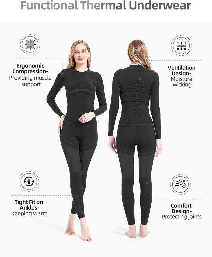 Thermal Underwear for Women - Laura-Black/Blue-XS-The Livary