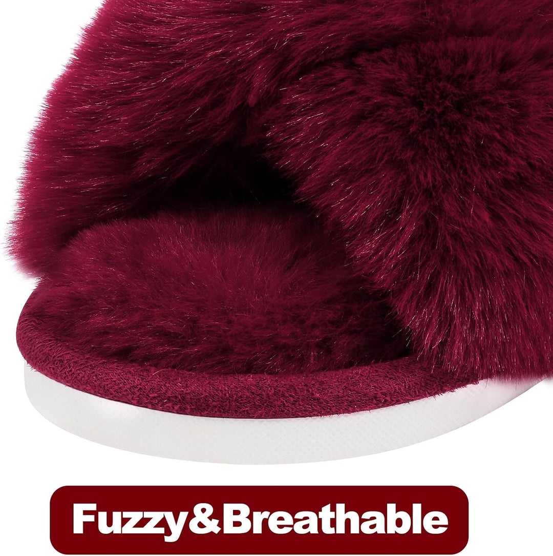 Fuzzy Slippers with Memory Foam - CloudStep-Black-4-The Livary