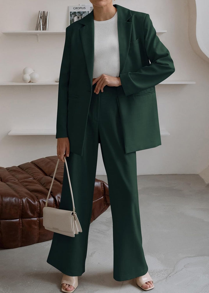 Stylish Blazer and Trouser Set - Mia-Olive green-S-The Livary
