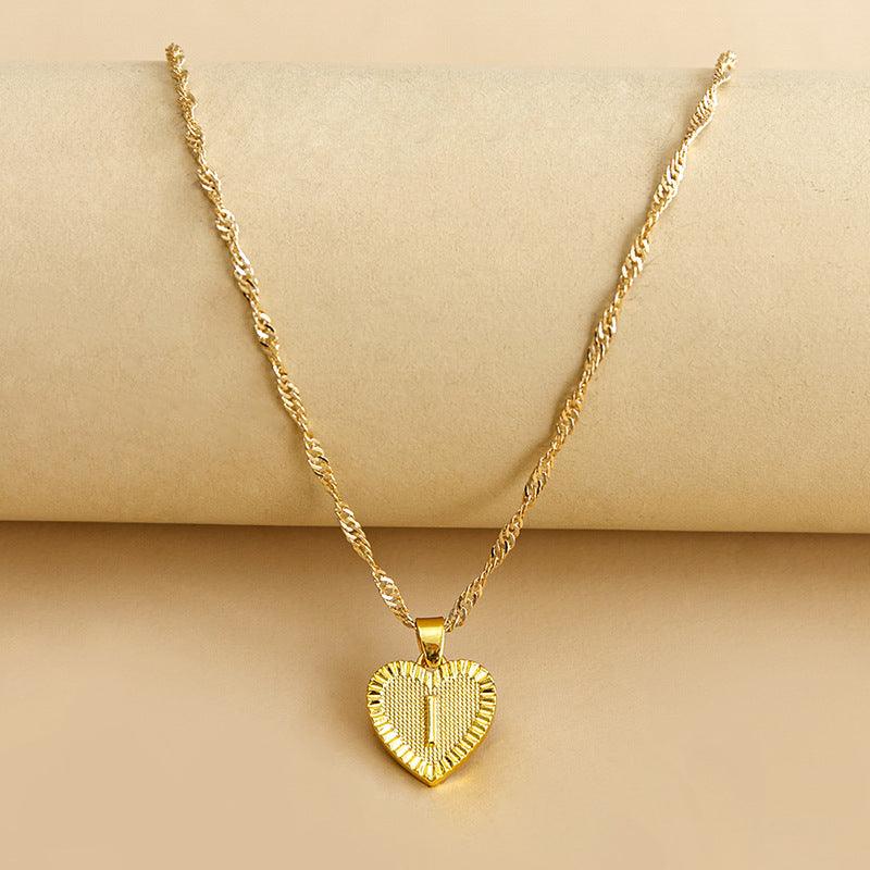 Gold Initial Heart Pendant Necklace - Amara-I-The Livary
