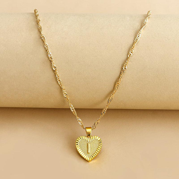 Gold Initial Heart Pendant Necklace - Amara-I-The Livary