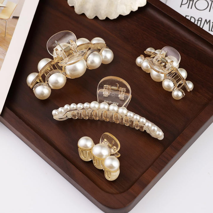 Stylish Pearl Hair Clips - 4-Pack-Set 1-The Livary