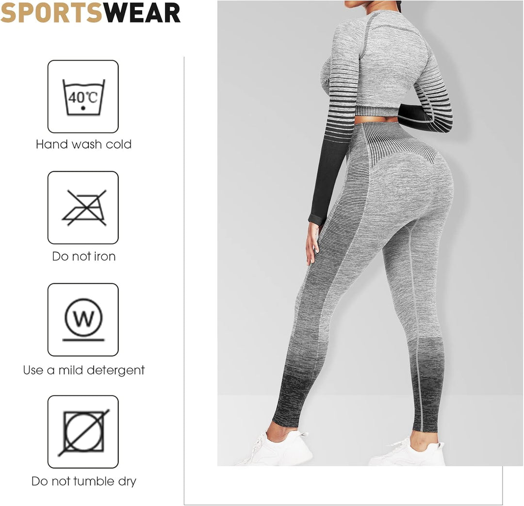 Comfortable Yoga Set - SparkFit-Long Sleeve Black-S-The Livary