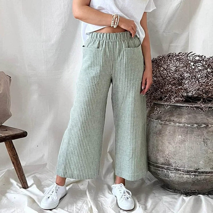 Premium Linen Trousers for Women - Sophia-Green-S-The Livary